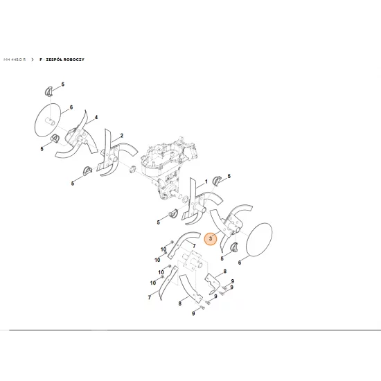 STIHL Glebogryzarka MH445.0 Zespół roboczy kompl., zewn. lewy 6241 710 0210